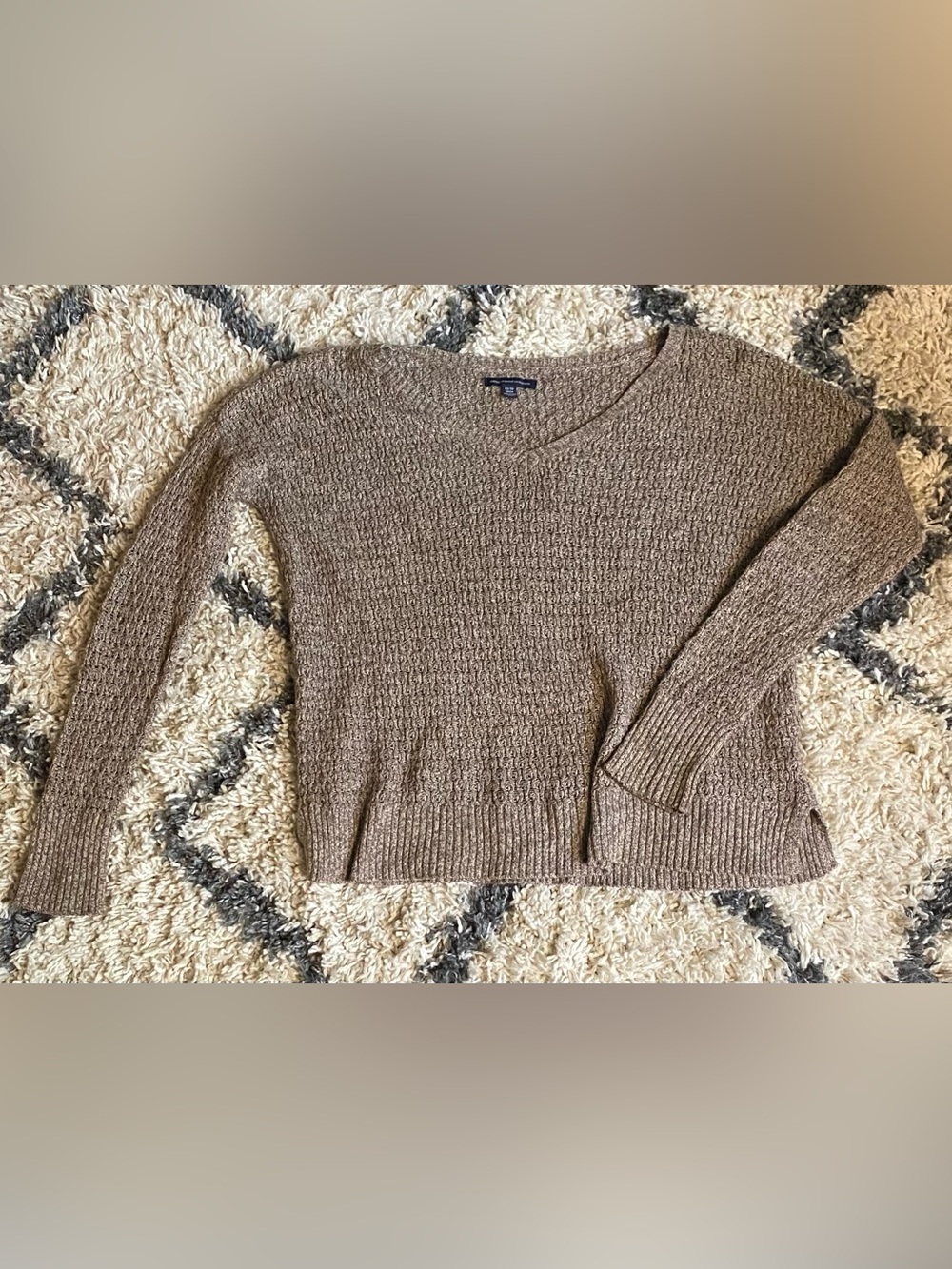 American Eagle V-Neck Sweater—Tan